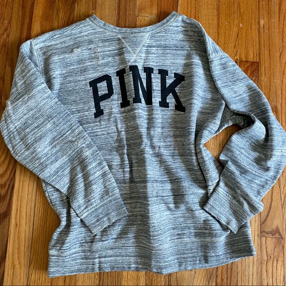 PINK Victoria's Secret Tops - VS PINK SIZE LARGE - Destroyed Look Sweatshirt-